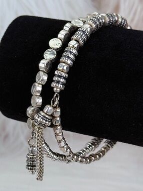 Silvertone Bohemian Chicset of two bangle bracelets
